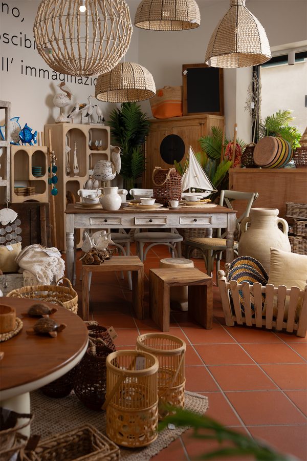 Un angolo dello showroom con piante e ceramiche