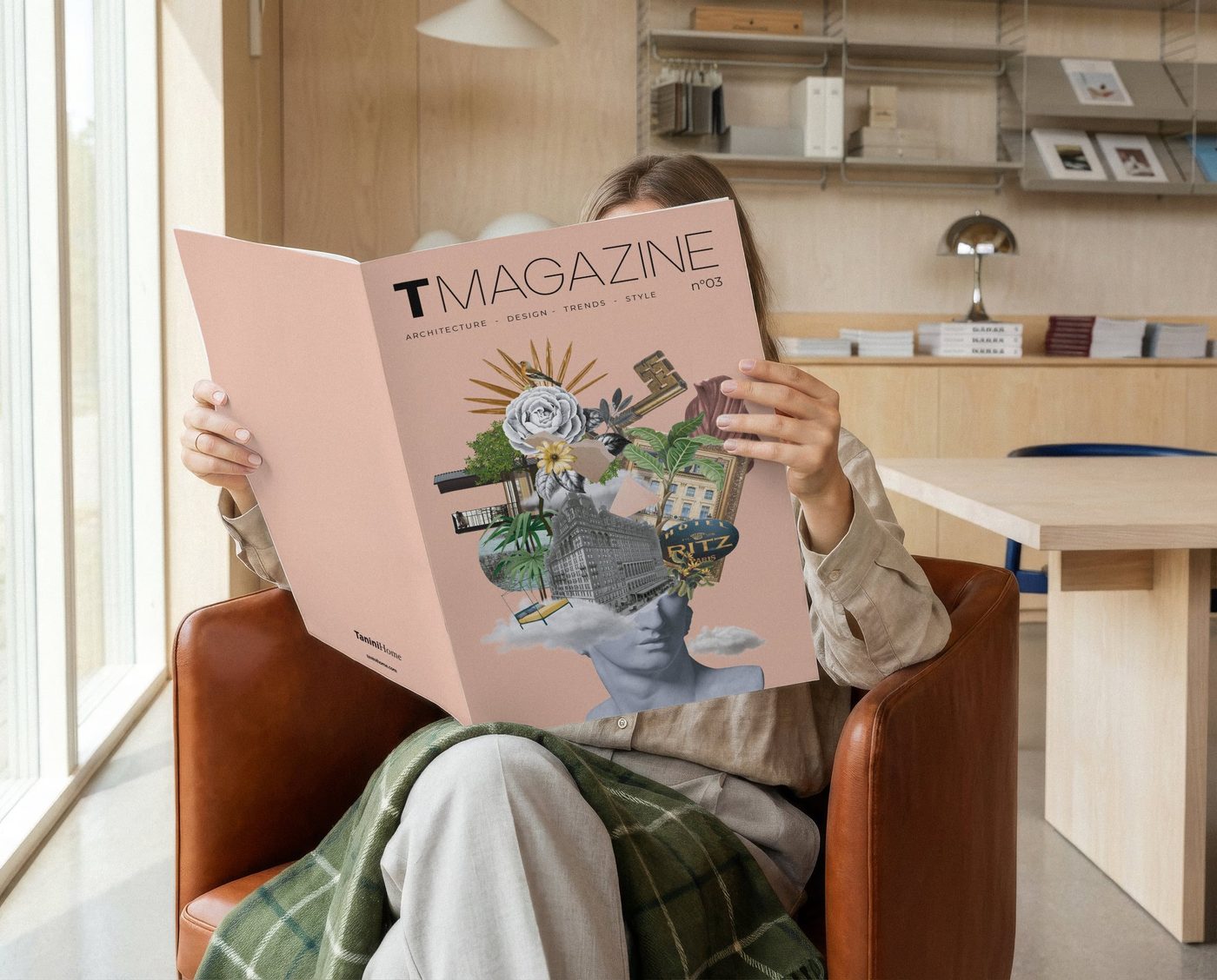 T Magazine aperto su una poltrona, alla copertina